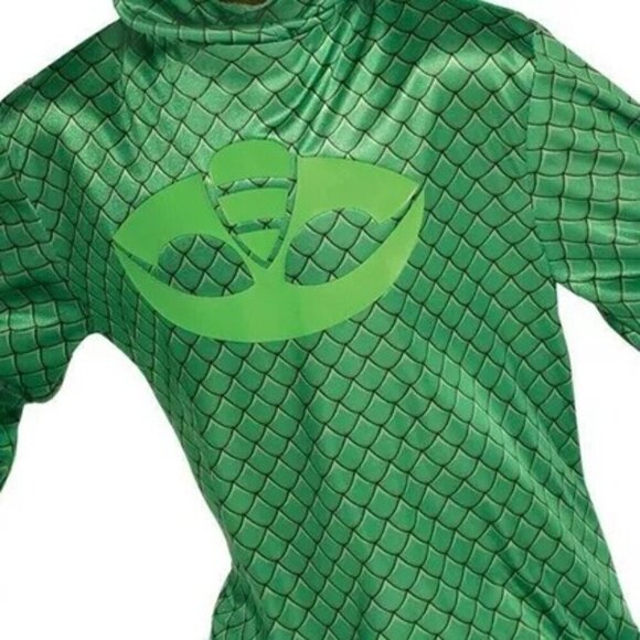 PJ Masks Gekko Deluxe Child Costume Small 4-6  Green Scaled Jumpsuit,Tail & Mask - Picture 3 of 4
